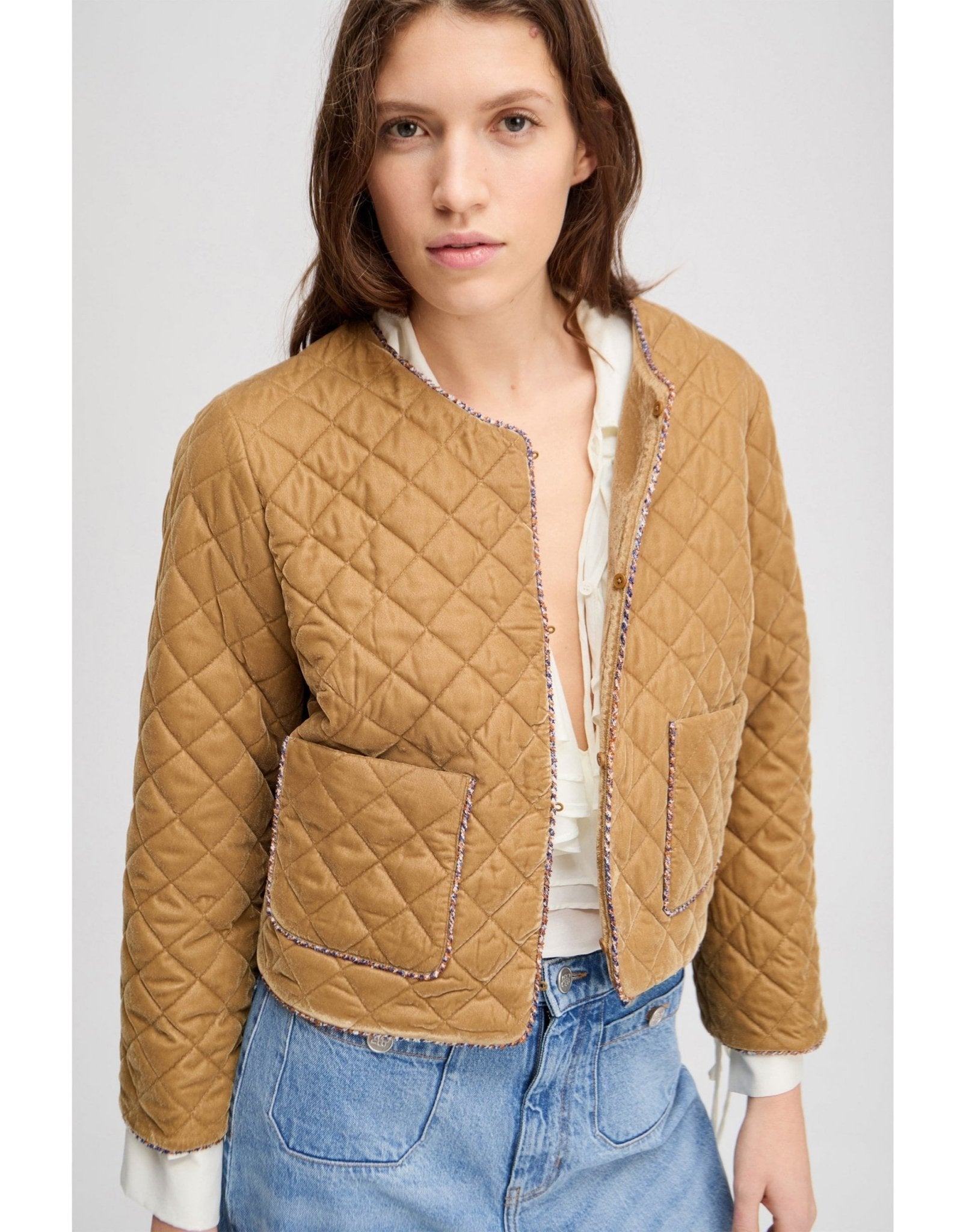 Young Ideas/Henmores - Lizetta Cropped Quilted Jacket - Gold - 8