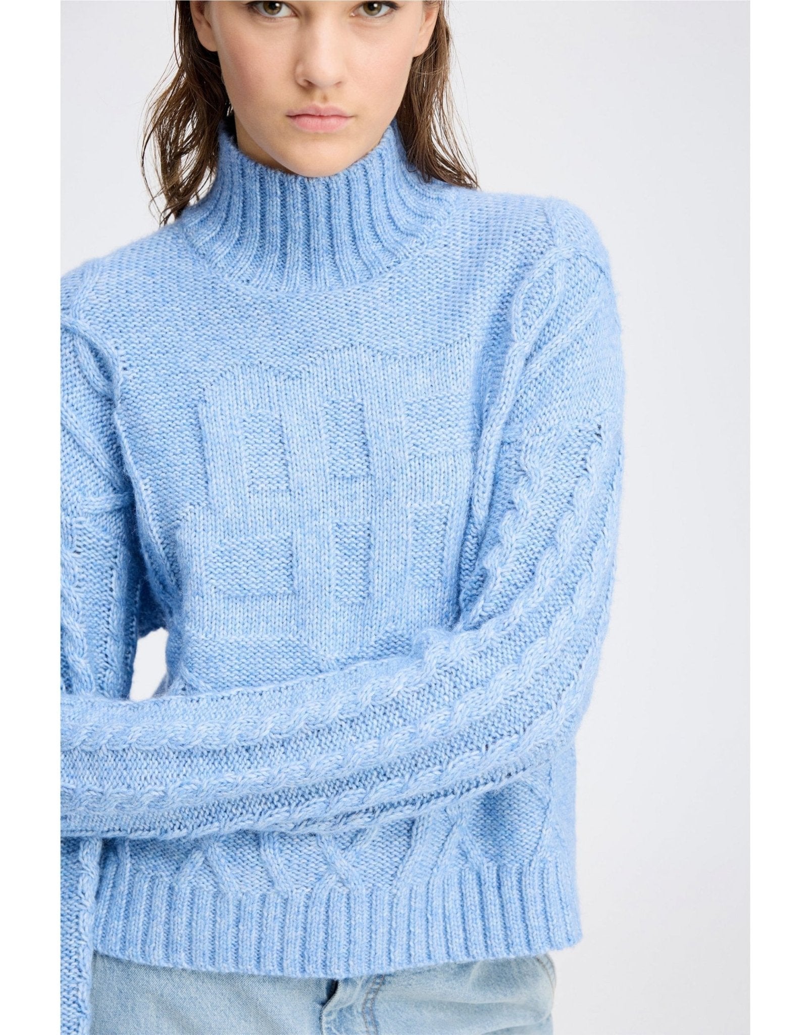 Young Ideas/Henmores - Loganberry High Neck Knitted Jumper - Blue - 6