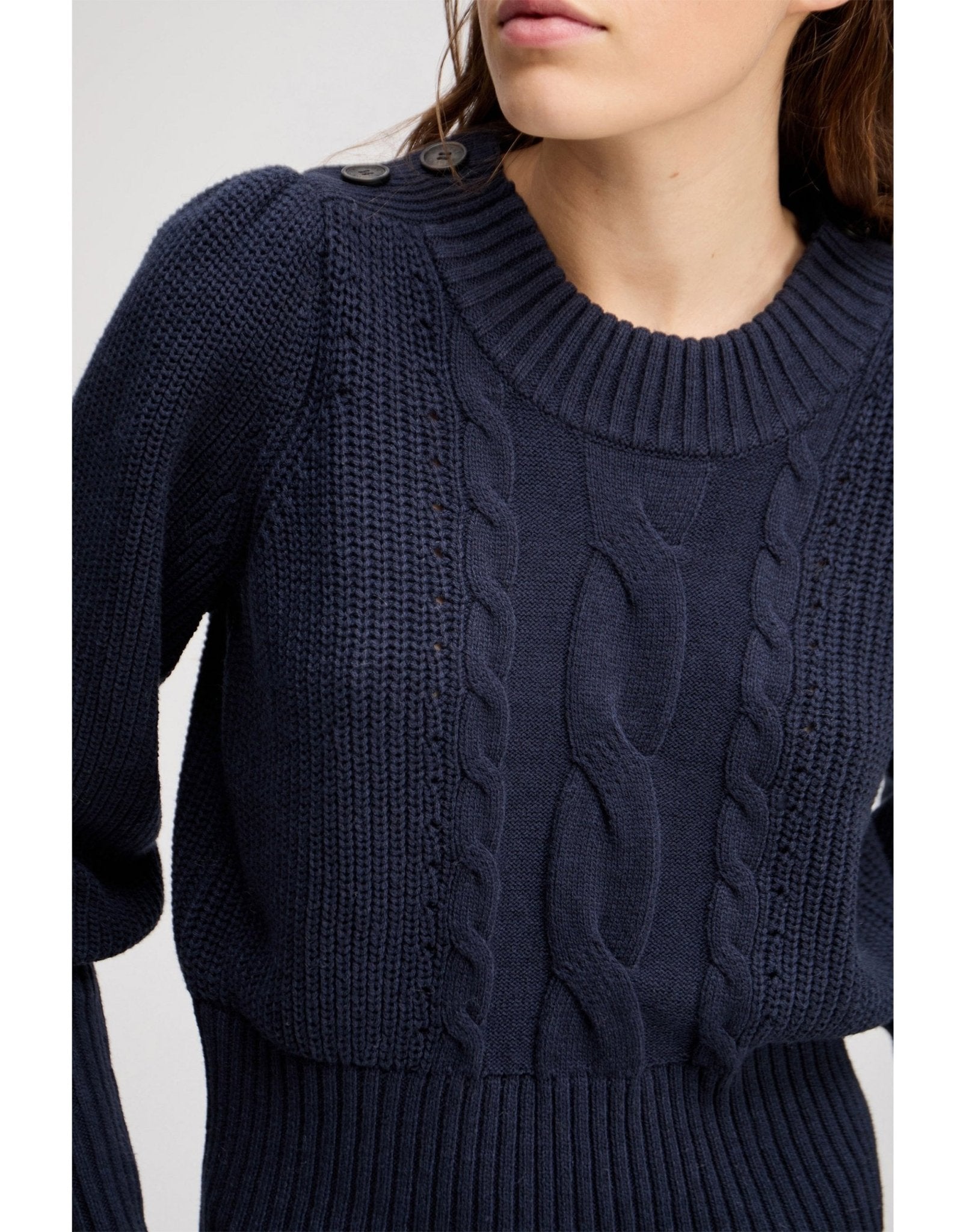 Young Ideas/Henmores - Lysta Puff Sleeve Knitted Jumper - Navy - 6