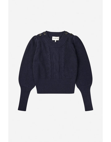 Young Ideas/Henmores - Lysta Puff Sleeve Knitted Jumper - Navy - 6
