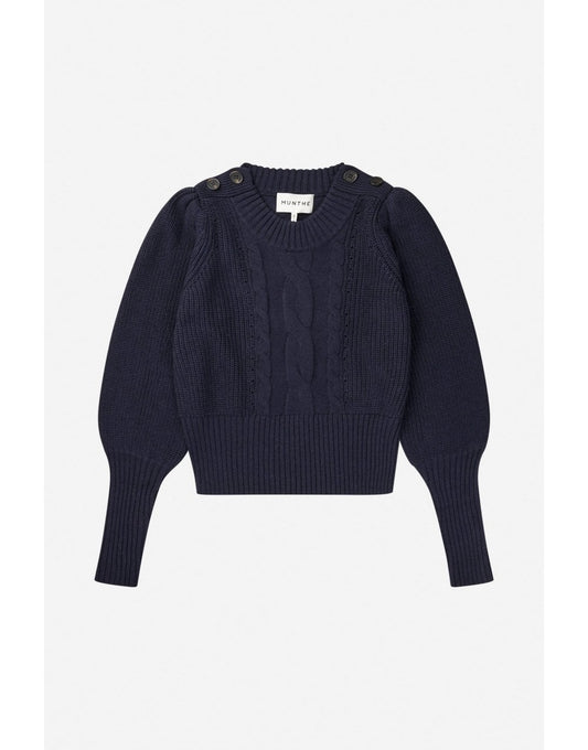 Young Ideas/Henmores - Lysta Puff Sleeve Knitted Jumper - Navy - 6