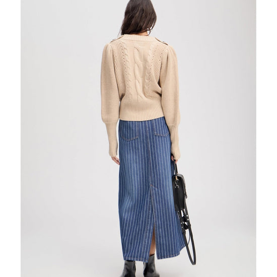 Young Ideas/Henmores - Lysta Puff Sleeve Knitted Jumper - Navy - 6