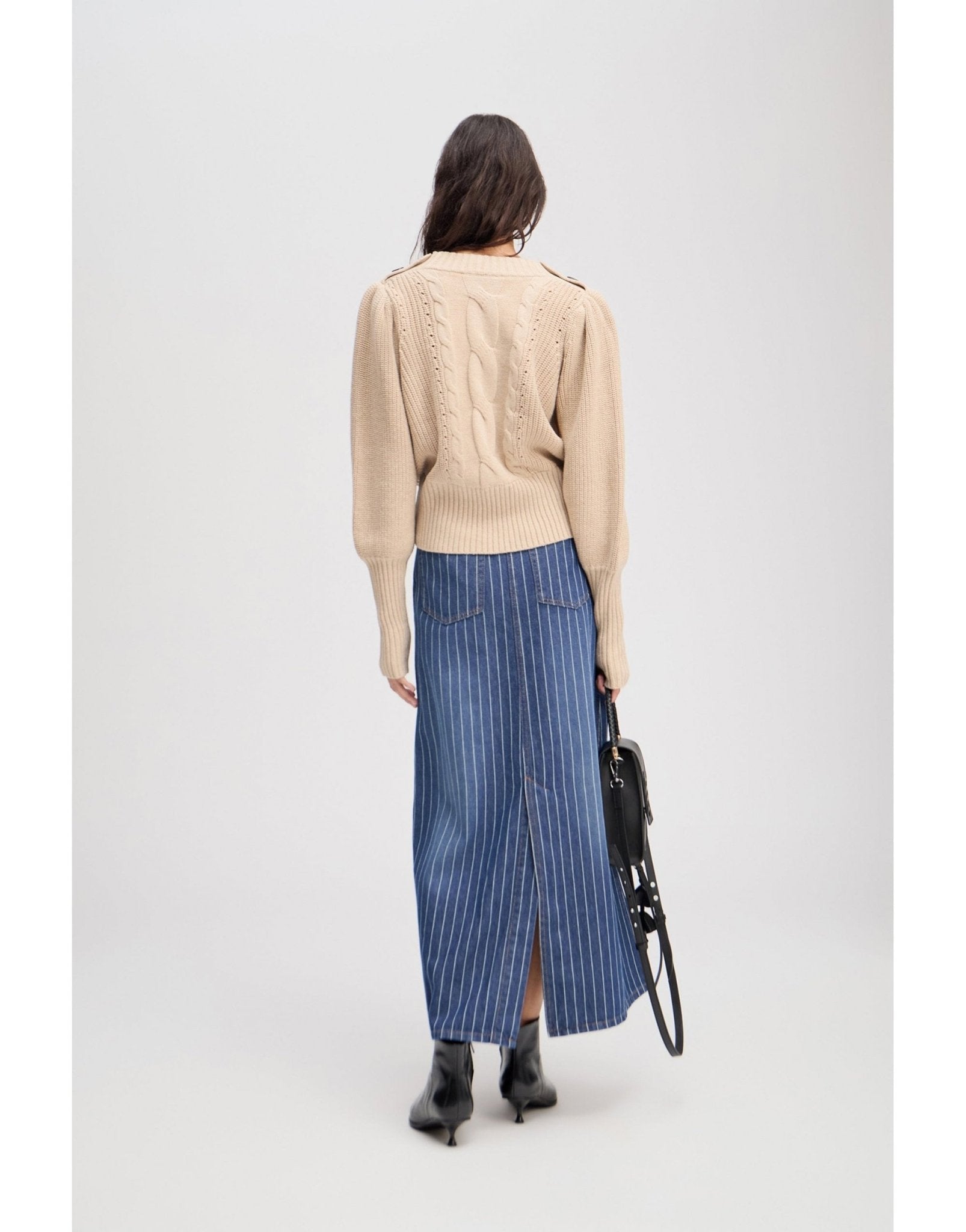 Young Ideas/Henmores - Lysta Puff Sleeve Knitted Jumper - Navy - 6