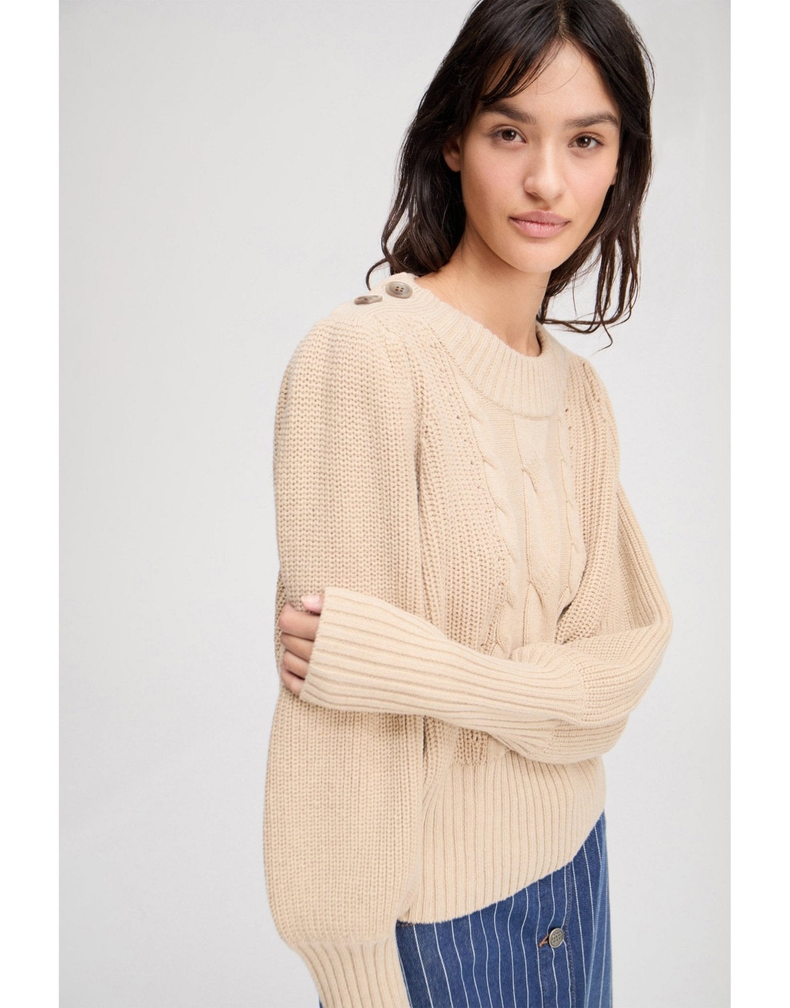 Young Ideas/Henmores - Lysta Puff Sleeve Knitted Jumper - Navy - 6