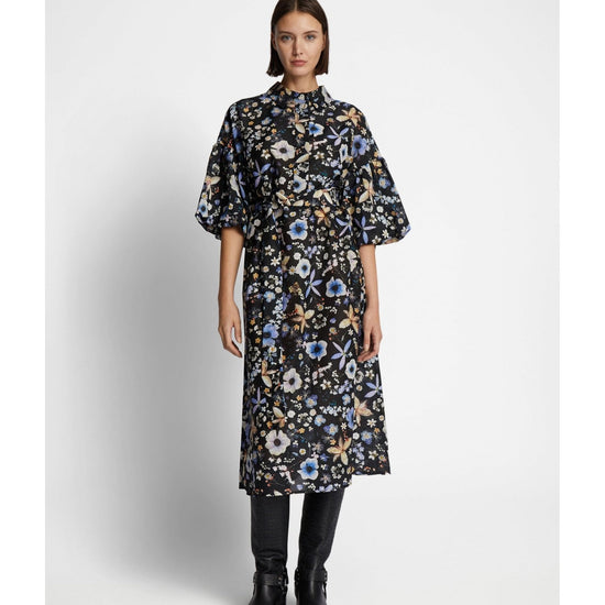 Young Ideas/Henmores - Palmetto Floral Tie Waist Midi Dress - 2 Black Floral - 10