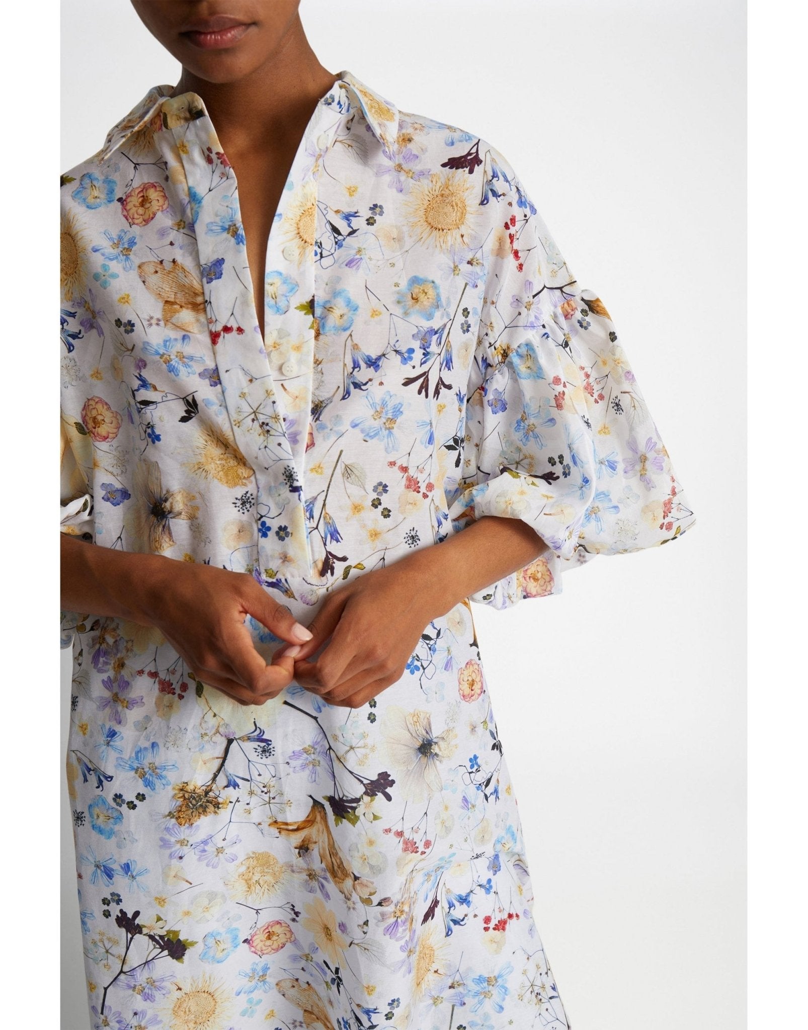 Young Ideas/Henmores - Palmetto Floral Tie Waist Midi Dress - 2 Black Floral - 10