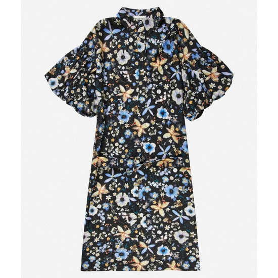 Young Ideas/Henmores - Palmetto Floral Tie Waist Midi Dress - 2 Black Floral - 10
