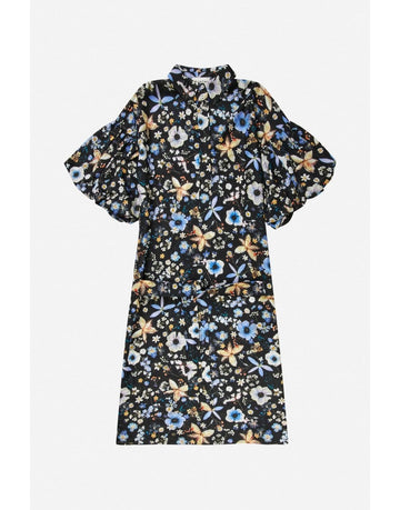 Young Ideas/Henmores - Palmetto Floral Tie Waist Midi Dress - 2 Black Floral - 10