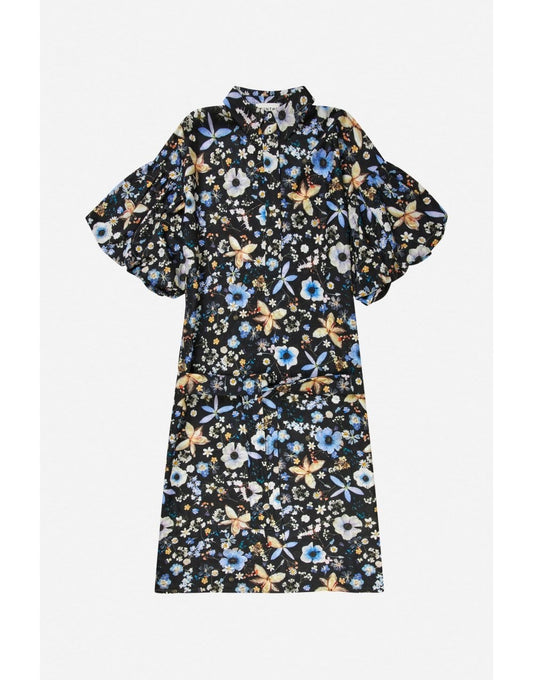 Young Ideas/Henmores - Palmetto Floral Tie Waist Midi Dress - 2 Black Floral - 10