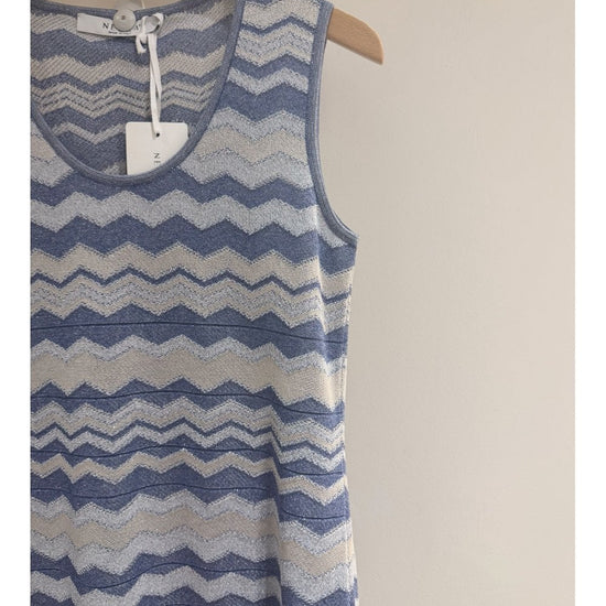 Young Ideas/Henmores - Chevron Lurex Sleeveless Midi Dress - Blue - 8