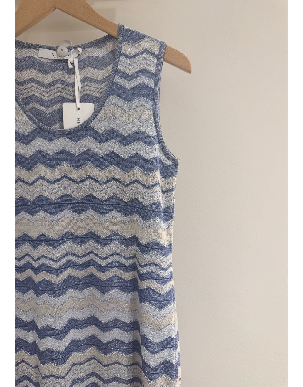 Young Ideas/Henmores - Chevron Lurex Sleeveless Midi Dress - Blue - 8