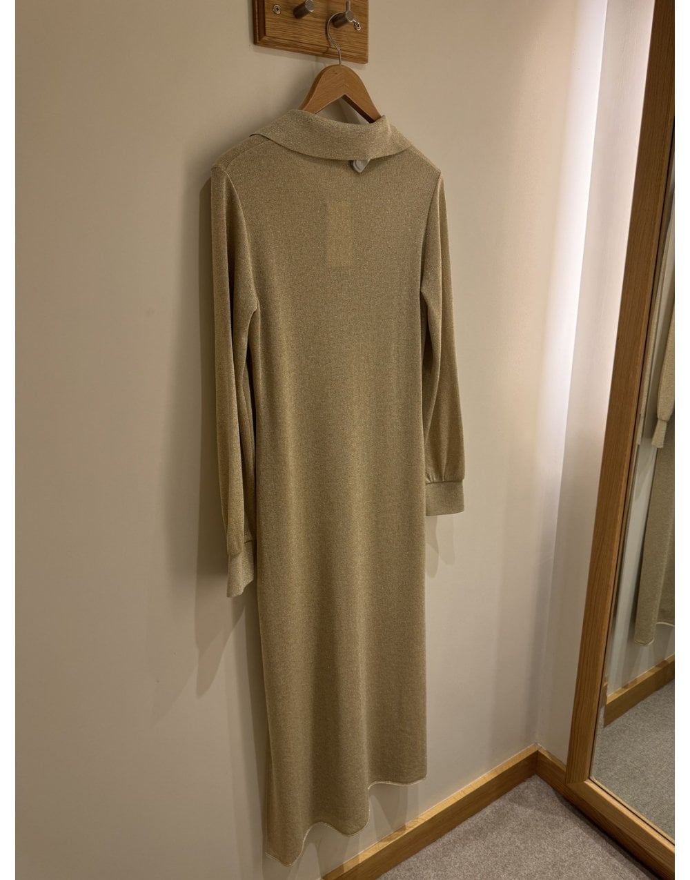 Young Ideas/Henmores - Collared Shimmer Midi Dress With Split - Gold Shimmer - 10