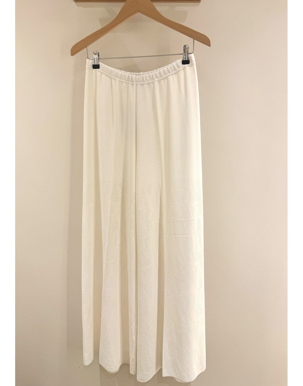 Young Ideas/Henmores - Crochet Effect Wide Leg Pull On Trousers - ecru - 10