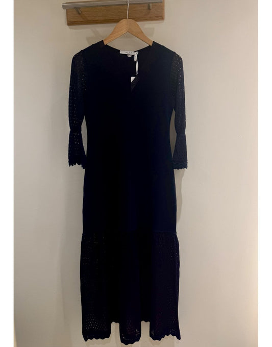 Young Ideas/Henmores - Flared Sleeve Sheer Sleeve Maxi Dress - Navy - 8