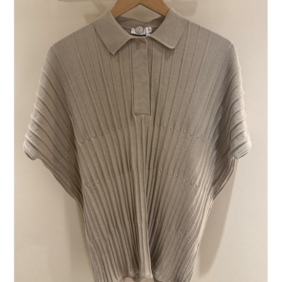 Young Ideas/Henmores - Panel Detail V Neck Collared Top - sand - 10