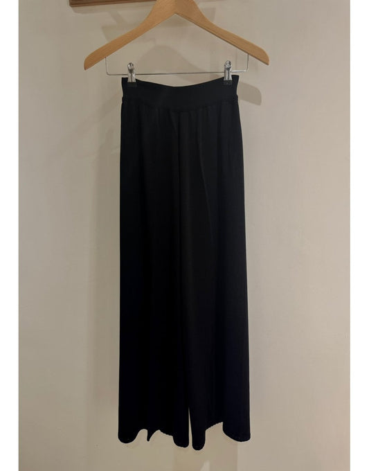Young Ideas/Henmores - Ribbed Waist Palazzo Trousers - Black - 10
