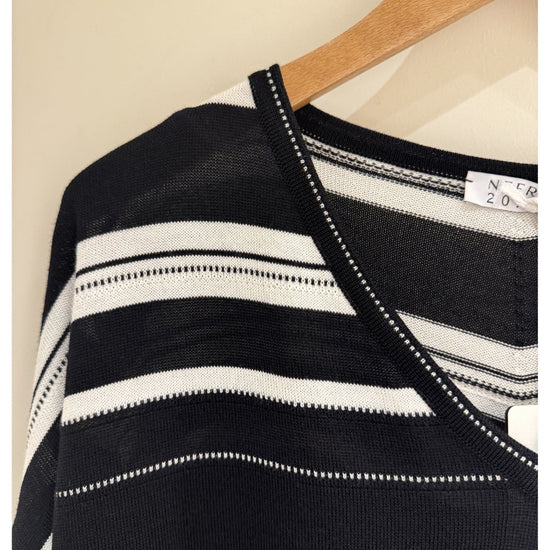Young Ideas/Henmores - Striped V Neck Relaxed Jumper - Black - 10