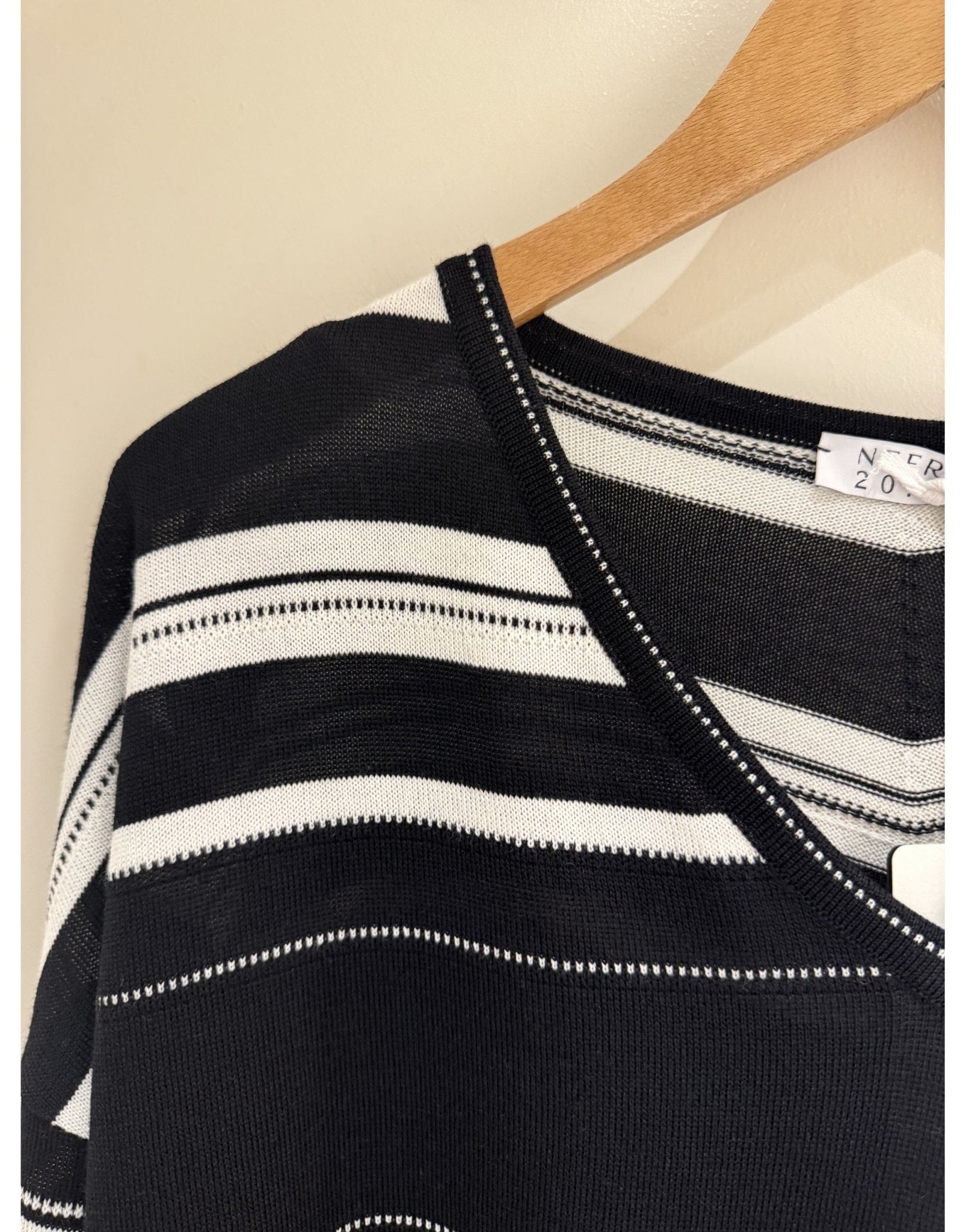 Young Ideas/Henmores - Striped V Neck Relaxed Jumper - Black - 10