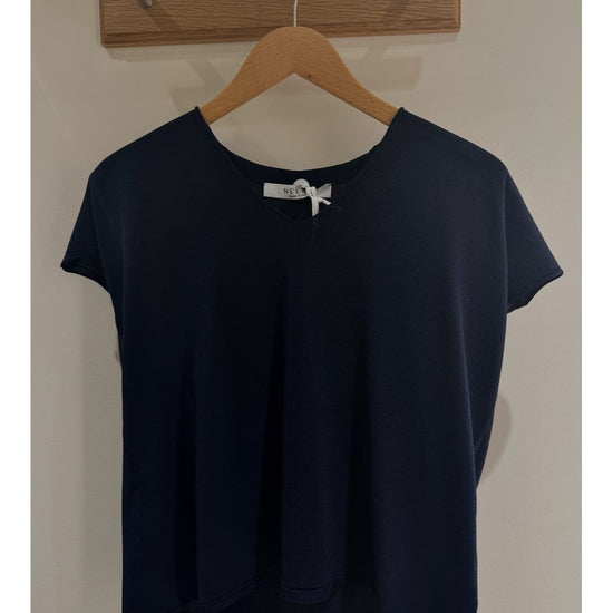 Young Ideas/Henmores - V Neck Boxy Cap Sleeve Top - Navy - 10