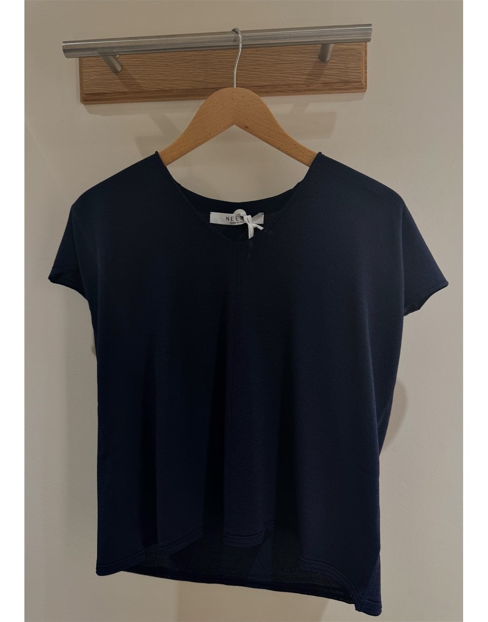 Young Ideas/Henmores - V Neck Boxy Cap Sleeve Top - Navy - 10
