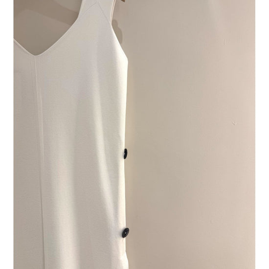 Young Ideas/Henmores - V Neck Sleeveless Button Detail Midi Dress - White - 8