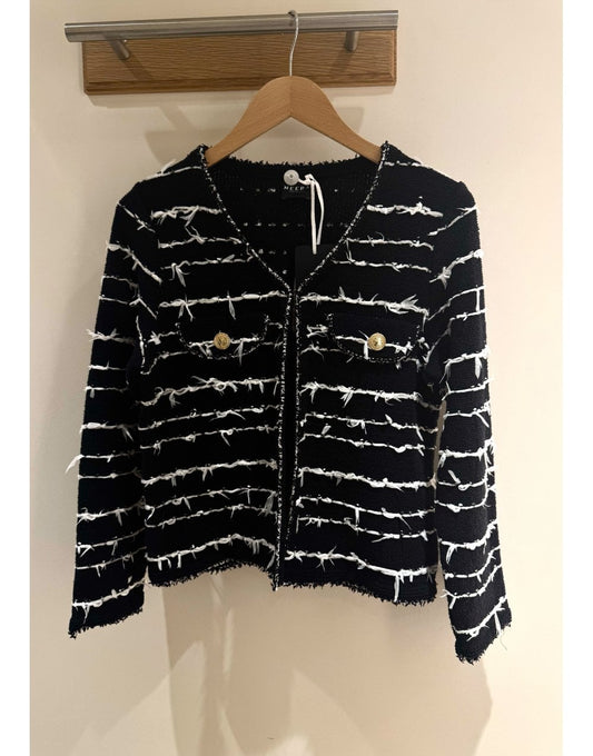 Young Ideas/Henmores - V Neck Tousled Tweed Jacket - Black - 8
