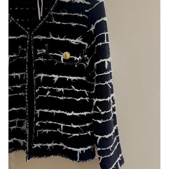 Young Ideas/Henmores - V Neck Tousled Tweed Jacket - Black - 8