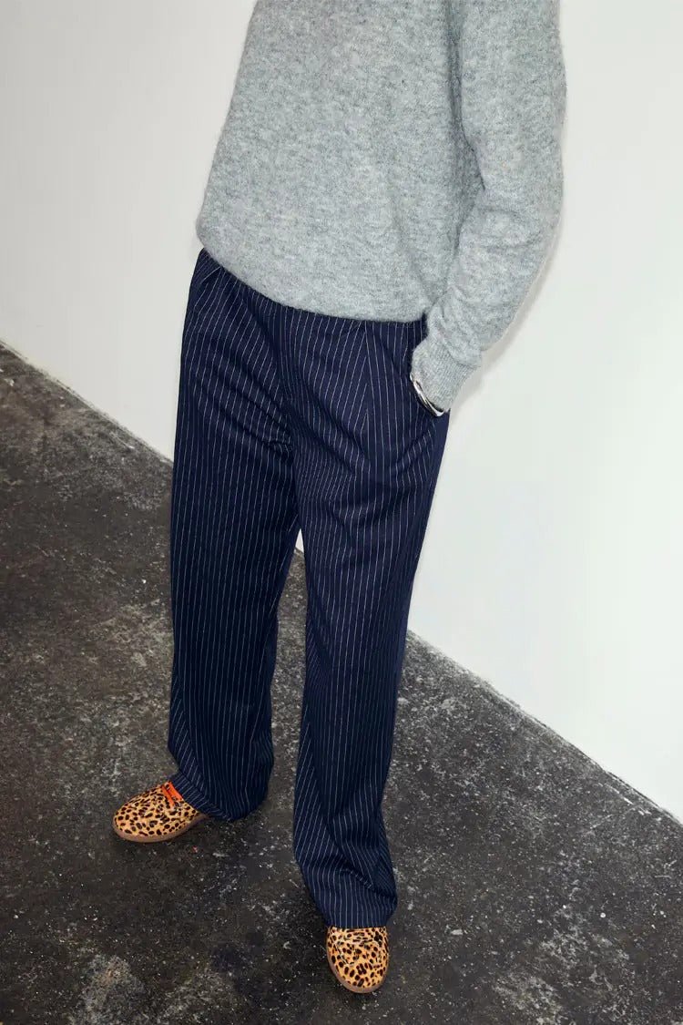 Young Ideas/Henmores - Arden Pinstripe Trousers - Navy - 8