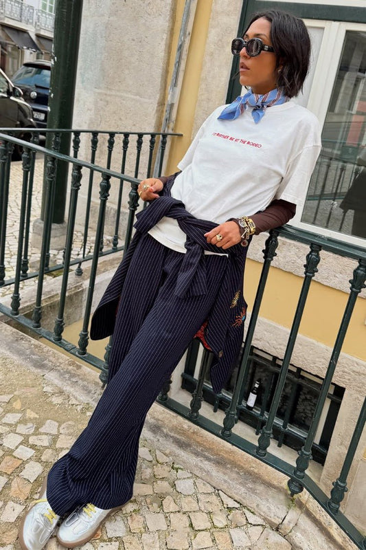 Young Ideas/Henmores - Arden Pinstripe Trousers - Navy - 8