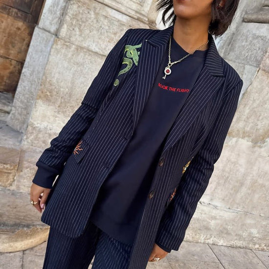 Young Ideas/Henmores - Arden Pinstripe Trousers - Navy - 8