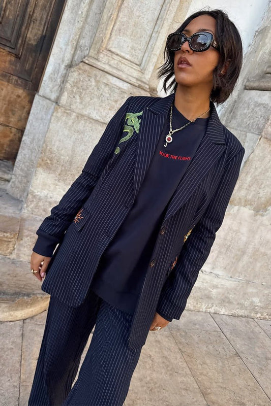 Young Ideas/Henmores - Arden Pinstripe Trousers - Navy - 8