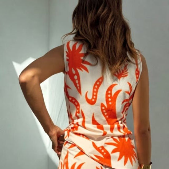 Young Ideas & Henmores -Cairo Sol Waistcoat -Cream/Orange -8