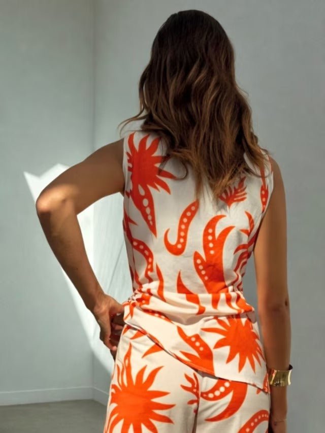 Young Ideas & Henmores -Cairo Sol Waistcoat -Cream/Orange -8