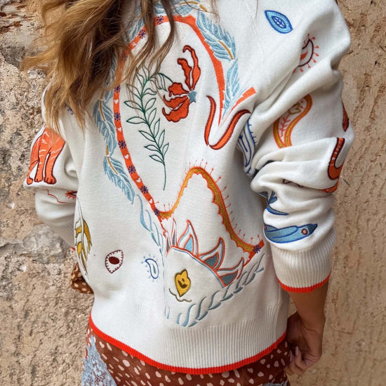 Young Ideas & Henmores -Cheryl Tigress Print Cardigan -Cream Multi -XS