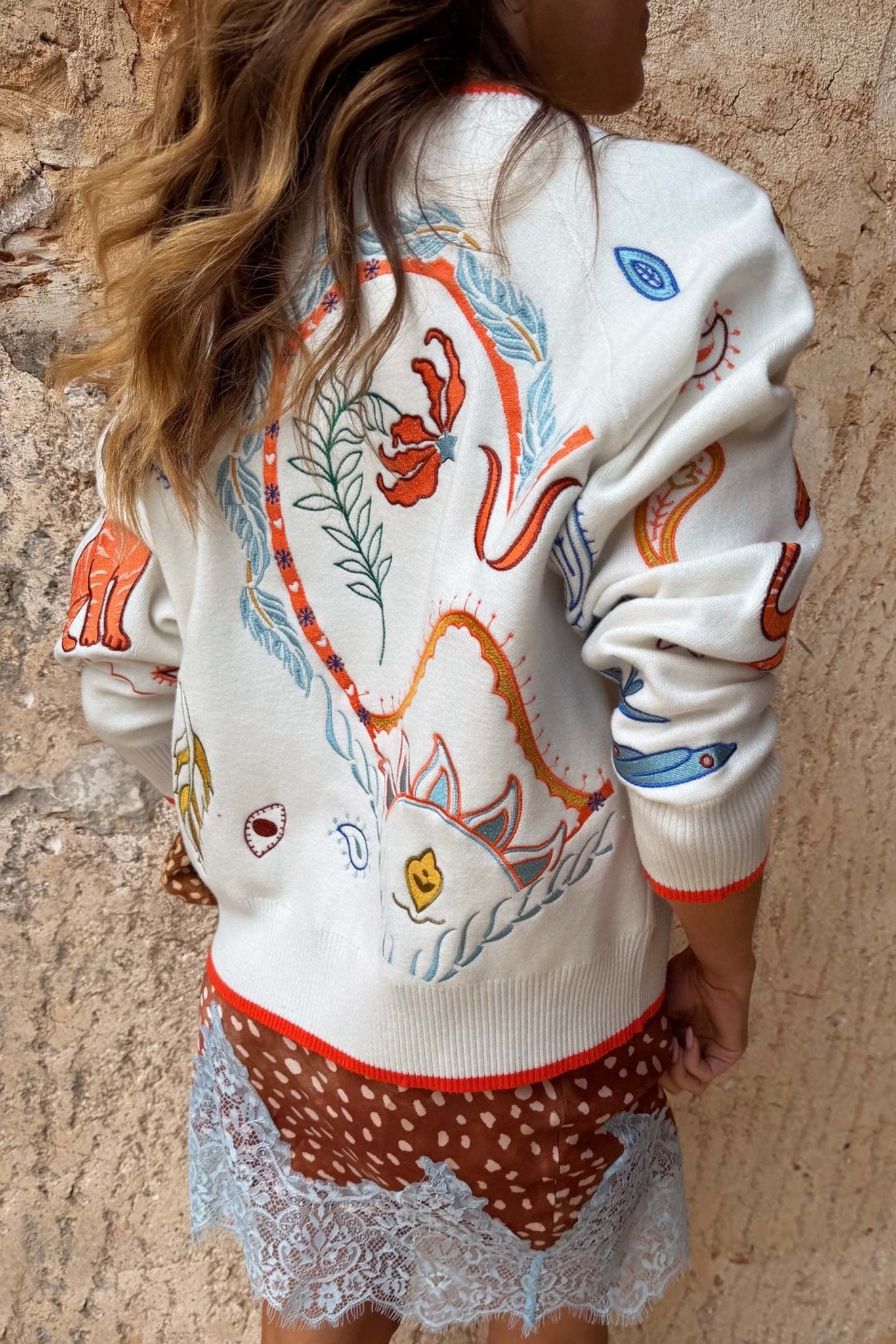 Young Ideas & Henmores -Cheryl Tigress Print Cardigan -Cream Multi -XS