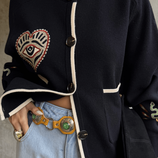 Young Ideas/Henmores - Cheryl Western Cardigan - Black - XS