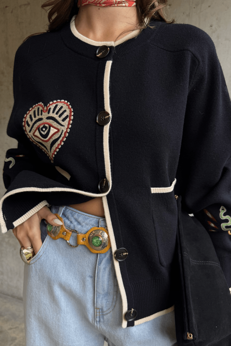 Young Ideas/Henmores - Cheryl Western Cardigan - Black - XS