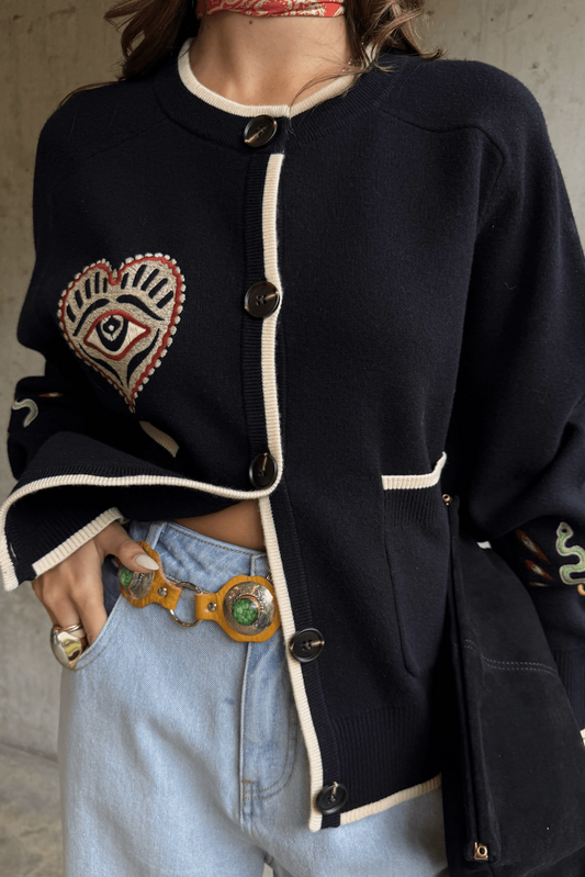 Young Ideas/Henmores - Cheryl Western Cardigan - Black - XS