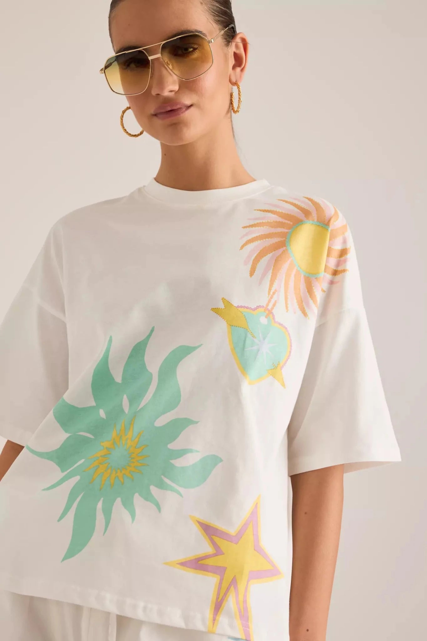 Young Ideas & Henmores - Dreamer T-Shirt - White Multi - XS