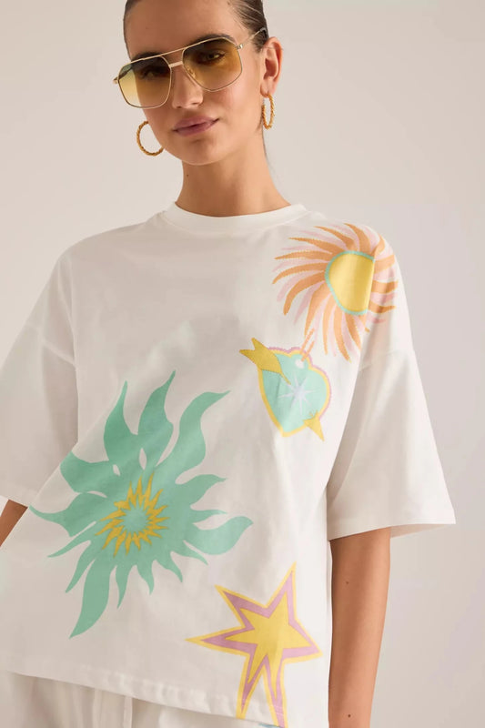 Young Ideas & Henmores - Dreamer T-Shirt - White Multi - XS