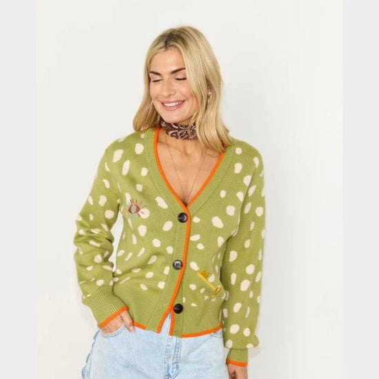 Young Ideas/Henmores - Fawn Jacquard Cardigan - Olive - XS