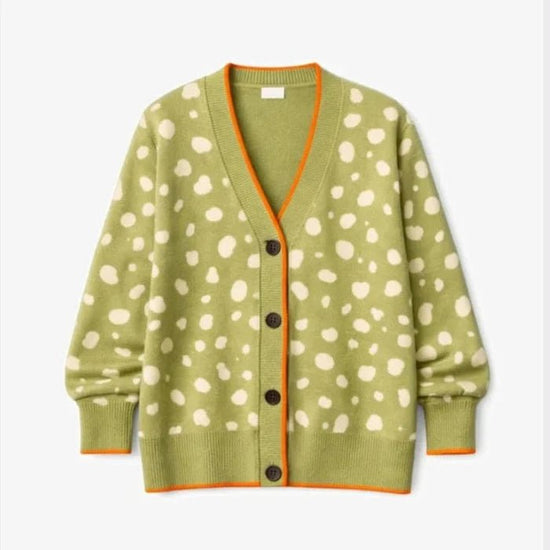 Young Ideas/Henmores - Fawn Jacquard Cardigan - Olive - XS