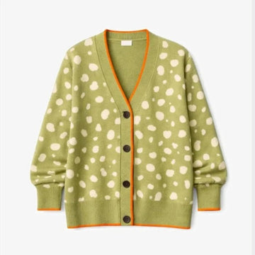 Young Ideas/Henmores - Fawn Jacquard Cardigan - Olive - XS