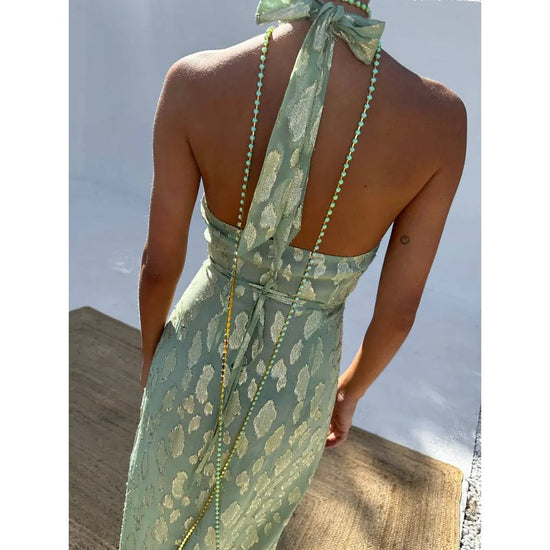 Young Ideas/Henmores - Freya Jacquard Maxi Dress - sage - 8