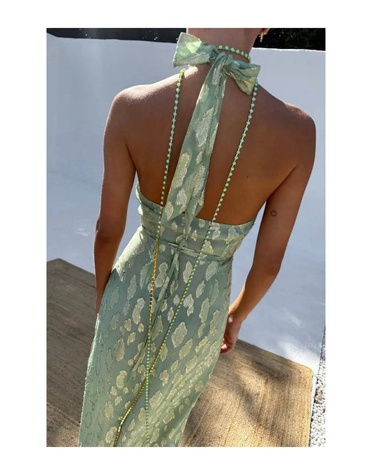Young Ideas/Henmores - Freya Jacquard Maxi Dress - sage - 8