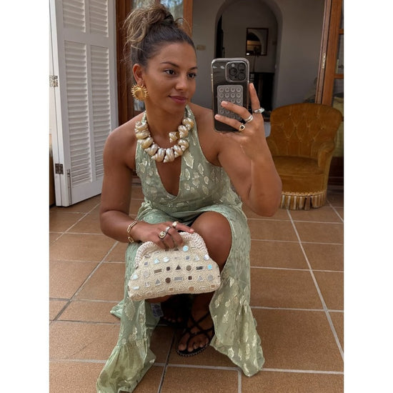 Young Ideas/Henmores - Freya Jacquard Maxi Dress - sage - 8