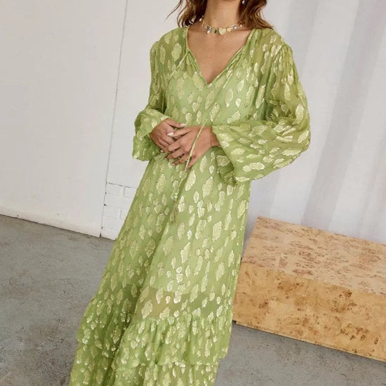 Young Ideas/Henmores - Harmony Gold Fleck Dress - Green - 8