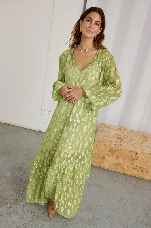 Young Ideas/Henmores - Harmony Gold Fleck Dress - Green - 8