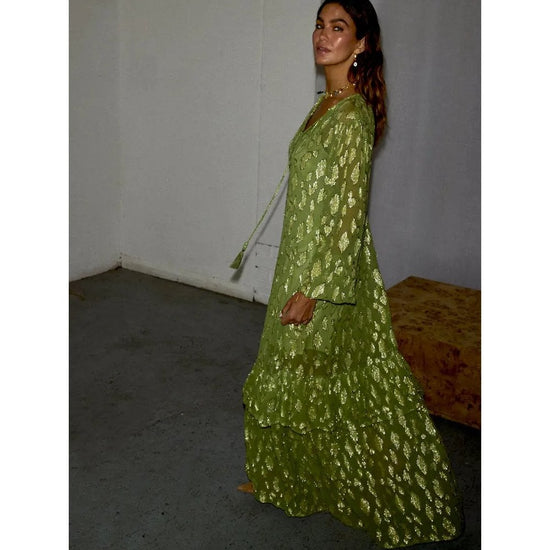 Young Ideas/Henmores - Harmony Gold Fleck Dress - Green - 8