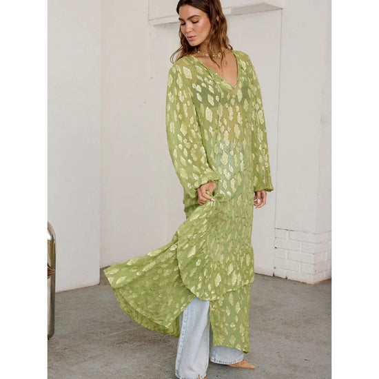 Young Ideas/Henmores - Harmony Gold Fleck Dress - Green - 8